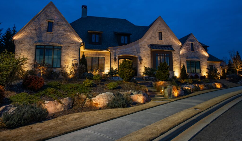 deck and path lighting creating a relaxing outdoor retreat