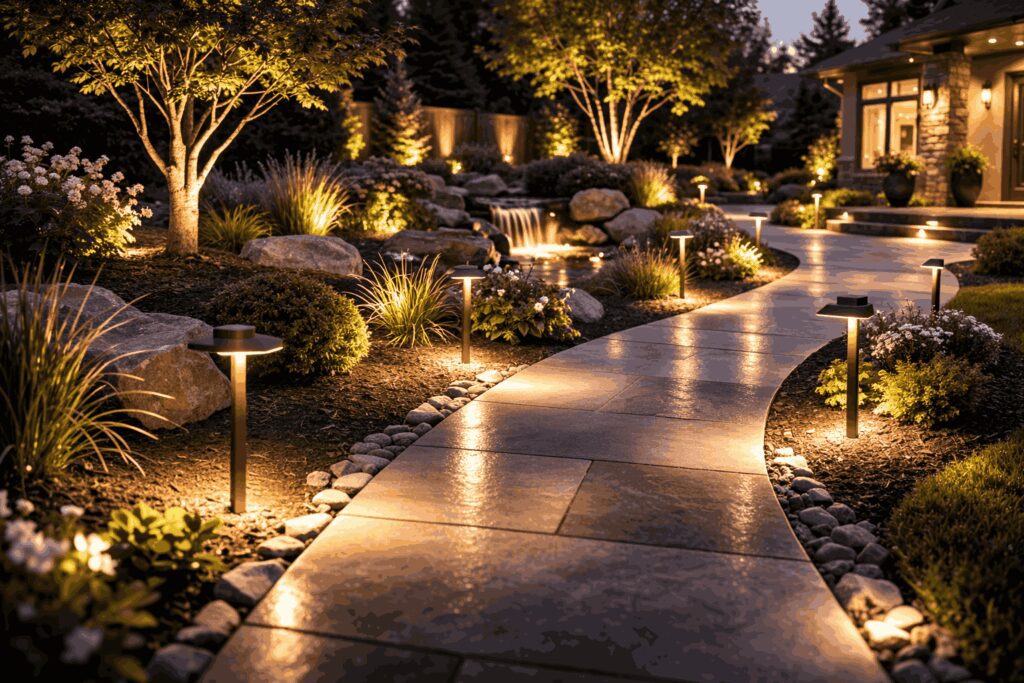 Outdoor pathway lighting in Canton, GA improving home safety and nighttime visibility