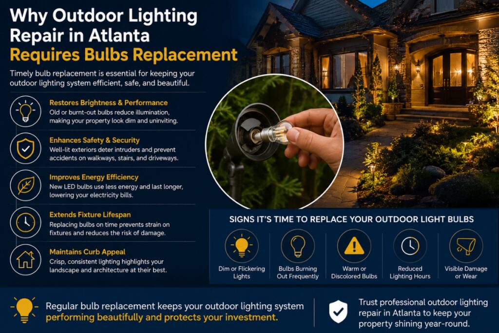 Why Outdoor Lighting Repair in Atlanta Requires Bulbs Replacement